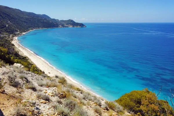 Panorama incredibile della spiaggia di Kokkinos Vrachos, Lefkada — Foto Stock