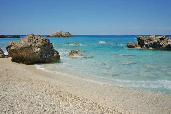 Vue panoramique de la plage de Megali Petra, Leucade — Photo