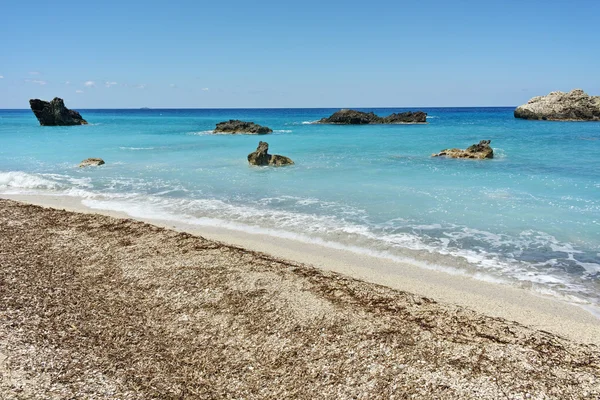 Панорамний вид на пляжі Мегалі petra пляж, острові lefkada — стокове фото