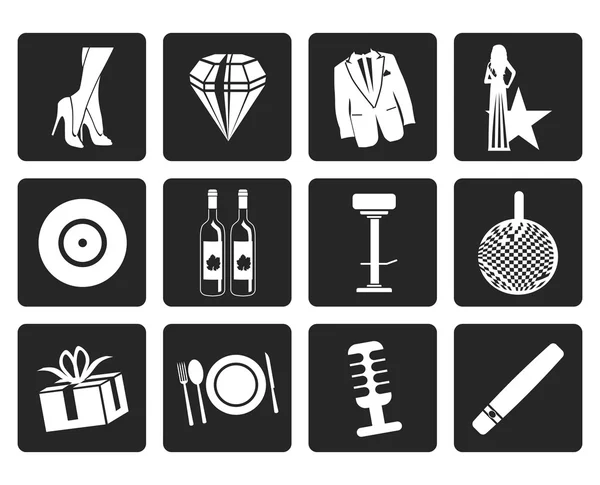 Black Luxury party and reception icons — Stock Vector