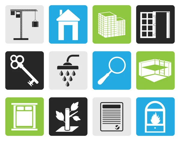 Black Simple Real Estate icons — Stock Vector