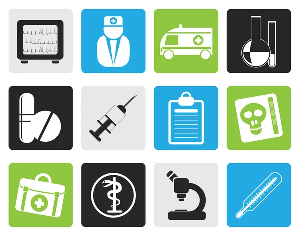 Icônes médicales et médicales noires — Image vectorielle