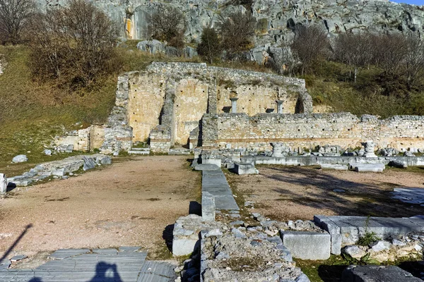 Vue imprenable sur la zone archéologique de Philippi, Macédoine orientale et Thrace — Photo