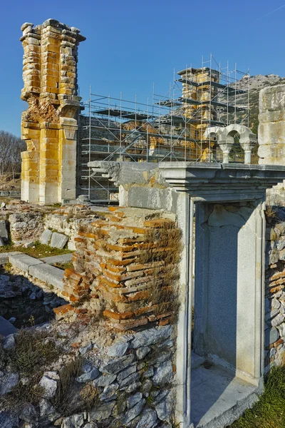Basiliek in het archeologisch gebied van oude Philippi, Oost-Macedonië en Thracië — Stockfoto