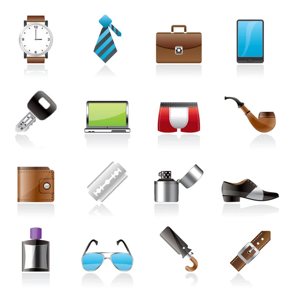 Male accessories and clothes icons — Stock Vector