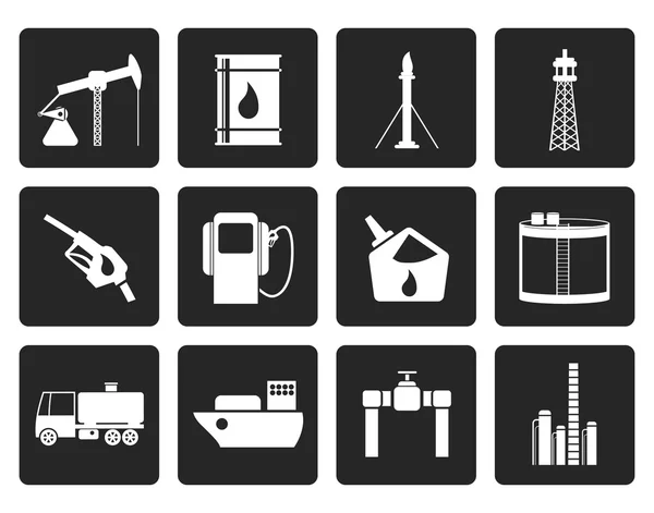 Black Oil and petrol industry icons — Stock Vector