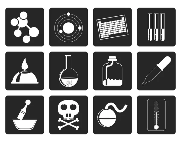 Iconos de la industria química negra — Vector de stock