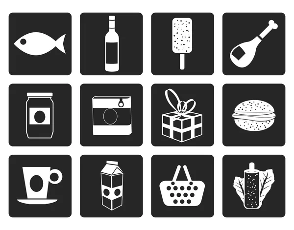 Black Shop, eten en drinken pictogrammen 1 — Stockvector