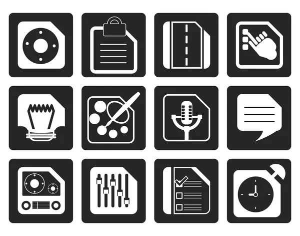 Black Mobile Phone, Computer and Internet Icons — Stock Vector