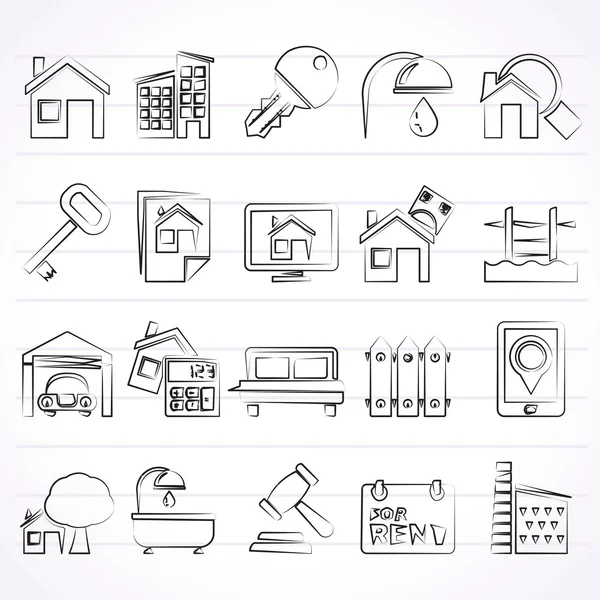 Negocio inmobiliario Iconos — Vector de stock