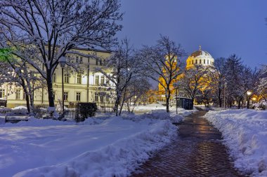 Gece fotoğraf Alexander Nevsky Katedrali ve Bulgar Parlamentosu