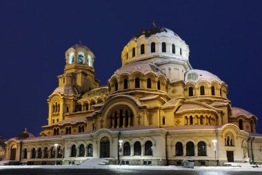 Alexander Nevsky Cathedral lit with yellow light, Sofia clipart