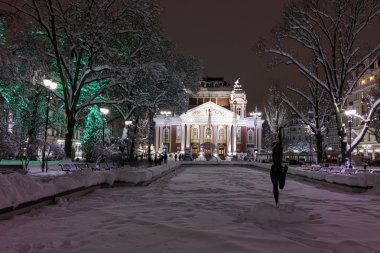 Gece fotoğraf Ivan Vazov Ulusal Tiyatro, Sofya şehir