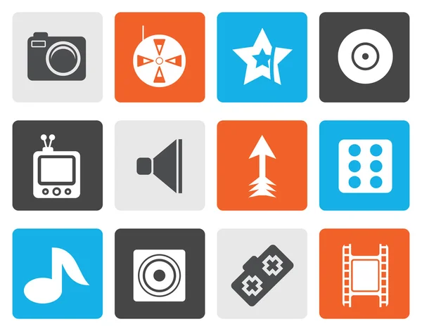 Platte Entertainment iconen — Stockvector