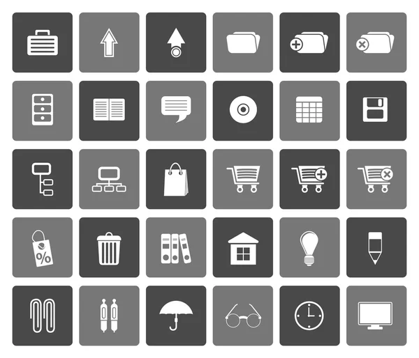 Iconos de oficina y negocio plano — Vector de stock