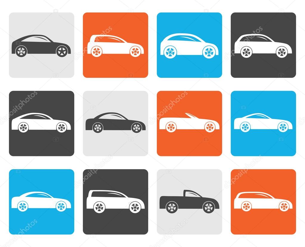 Flat different types of cars icons