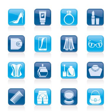 Kadın giyim ve aksesuarları simgeler