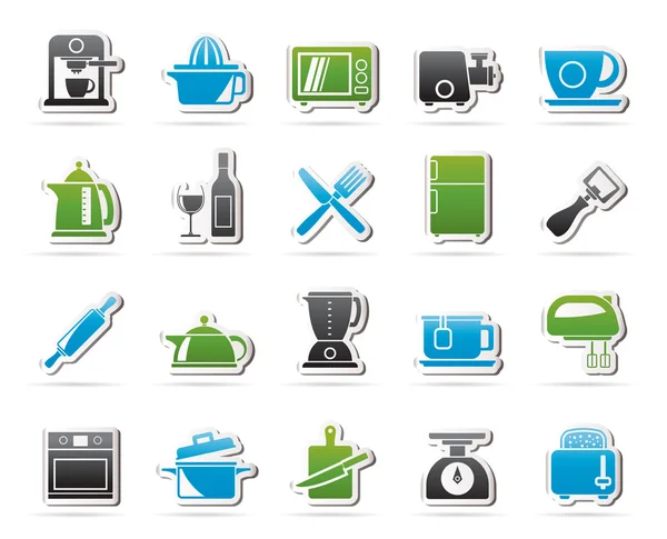 Utensílios de cozinha ícones de objetos e equipamentos — Vetor de Stock