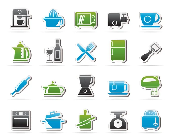 Objetos e iconos del equipo de cocina — Vector de stock