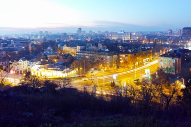 Amazing Night Cityscape of city of Plovdiv from Nebet tepe hill clipart