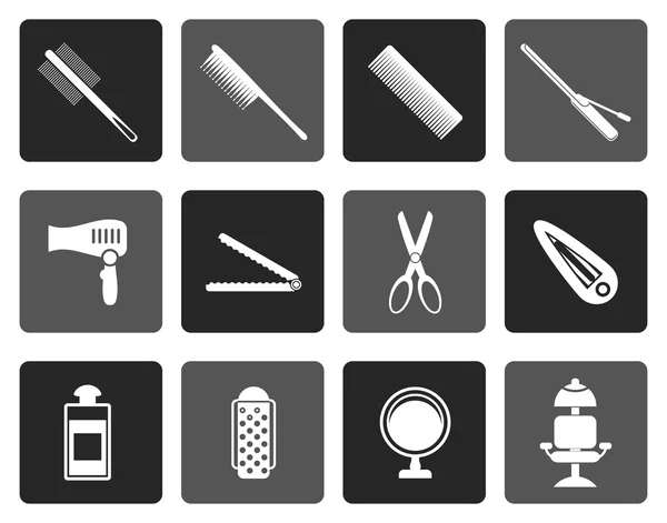 Coiffure plate, icônes coiffure et maquillage — Image vectorielle