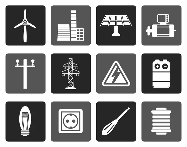 Platte elektriciteit en macht pictogrammen — Stockvector