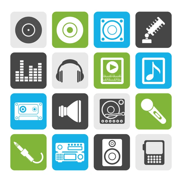 Flat Music and sound icons — Stock Vector