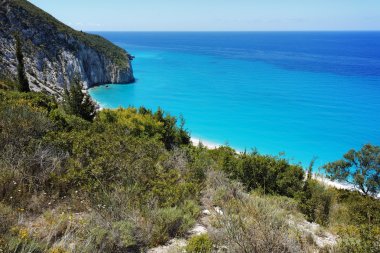 kayalık sahilleri, Milos Beach, Lefkada, Ionian Islands