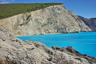 Porto Katsiki Beach, Lefkada, Ionian Islands şaşırtıcı görünümü