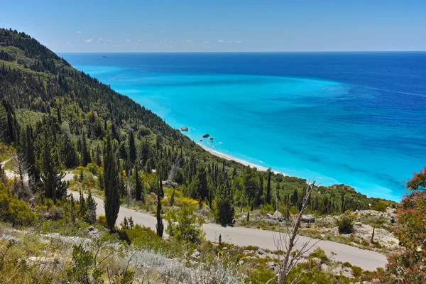 Incredibile panorama delle acque blu del Mar Ionio, Lefkada — Foto Stock