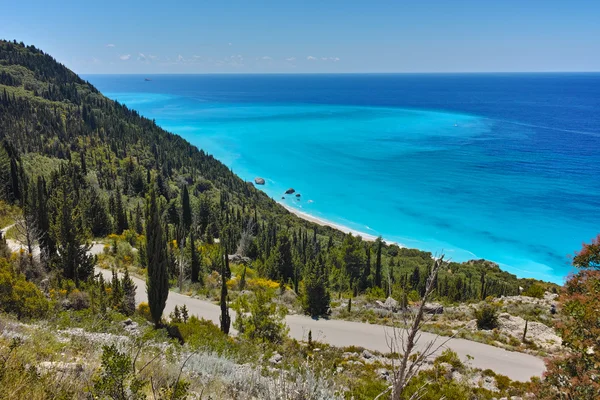 Panorama incrível de águas azuis do mar Jónico, Lefkada — Fotografia de Stock