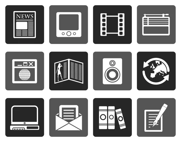 Medios planos e iconos de la información — Vector de stock