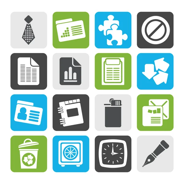 Flat Business and Office Icons — Stock Vector