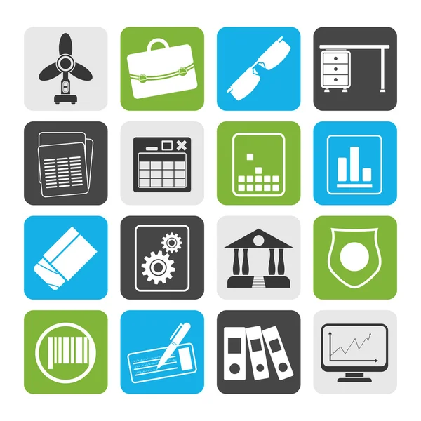 Flat Business and Office Icons — Stock Vector