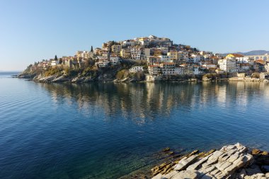 Su kemeri ve eski eski şehir Kavala, Yunanistan inanılmaz Panoraması