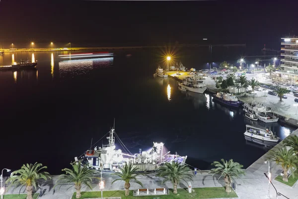 Amazing night Panorama of port of Kavala, Greece — Stock Photo, Image