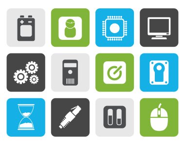 Düz bilgisayar ve cep telefonu öğeleri simgeler