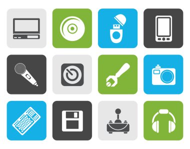 Düz bilgisayar ve cep telefonu öğeleri simgeler