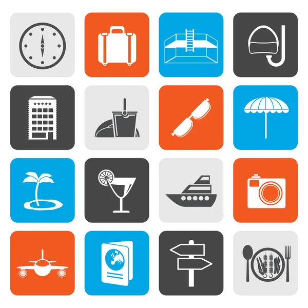 Iconos de viajes planos, viajes y turismo — Vector de stock