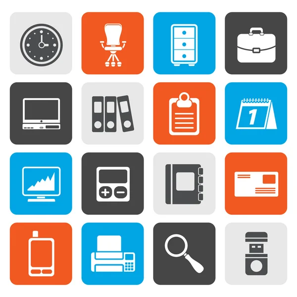 Platte Business en office-pictogrammen — Stockvector