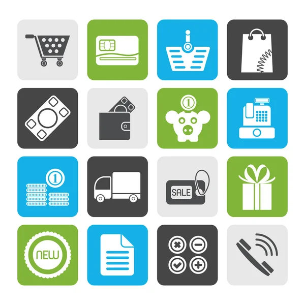 Iconos planos tienda en línea — Vector de stock