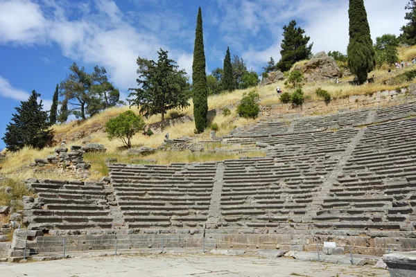 Anfiteatro em sítio arqueológico grego antigo de Delphi — Fotografia de Stock