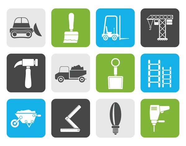 Flat Building and Construction equipment icons — Stock Vector