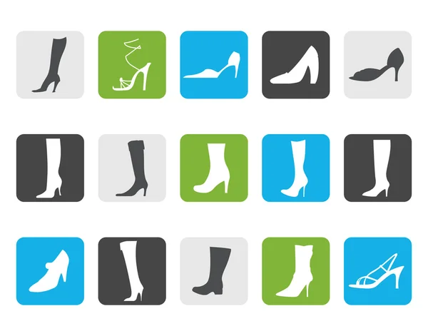 Flache Schuh-und Stiefel-Symbole — Stockvektor