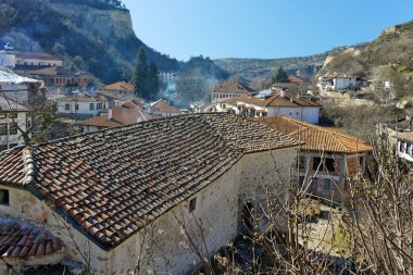 Eski kilise ve antik Melnik kasabasına Panorama, Bulgaristan