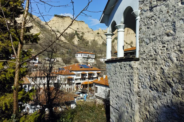 Igreja de Santo António Panorama da cidade de Melnik, Bulgária — Fotografia de Stock