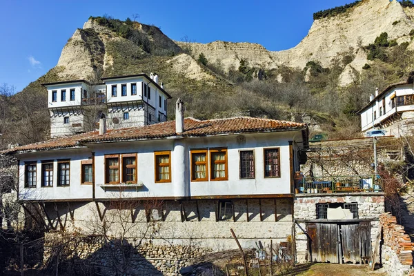 Régi házak a tizenkilencedik században, Melnik, Bulgária városában — Stock Fotó