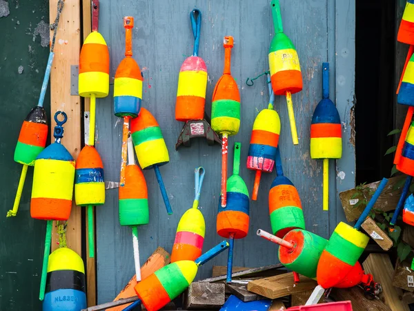 Lobster Buoys on the Wall of a Lobster Shack — Stock Photo, Image