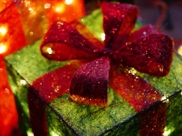 Close Still Life Image Bright Sparkly Chrsitmas Presents — Stock Photo, Image