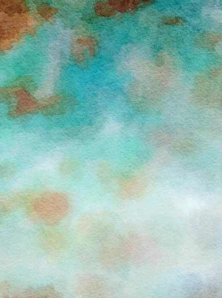 Una Hoja Papel Acuarela Texturizado Con Lavado Color Azul Marrón — Foto de Stock